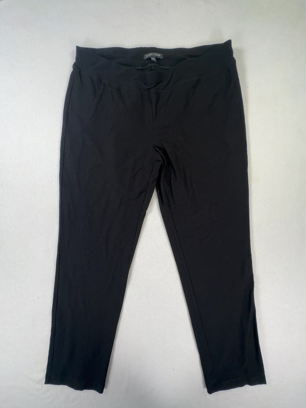 Eileen Fisher Slim Ankle Pants Viscose Knit Pull-On Black Women's Size Small